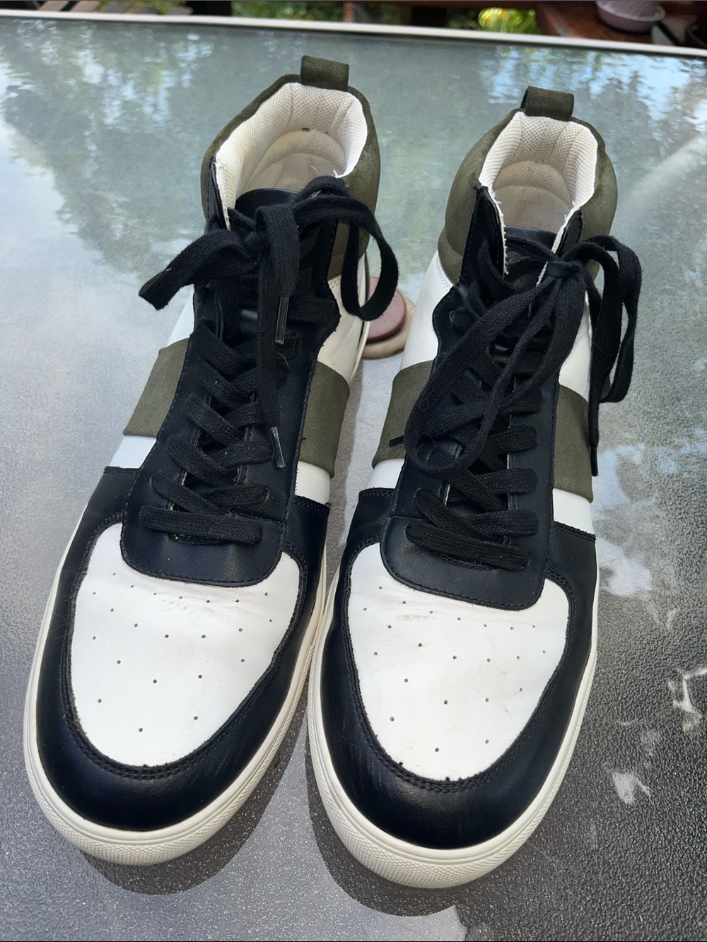 Abound Men's High-Top Sneakers in Black, White & Olive Suede 13M